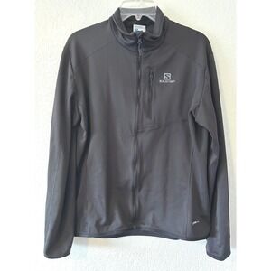Salomon Full Zip Performance Gorpcore Jacket Black Hiking Running Mid Layer L